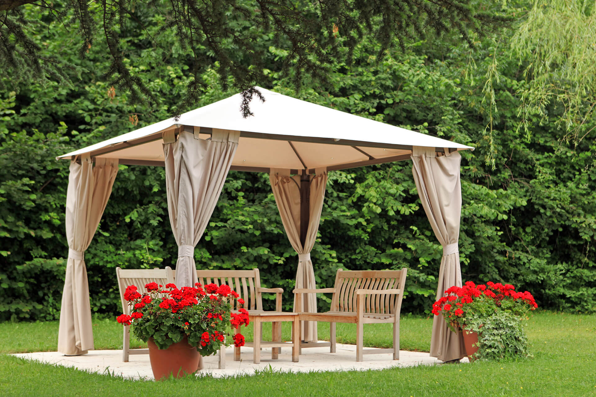 image open air gazebo in a garden